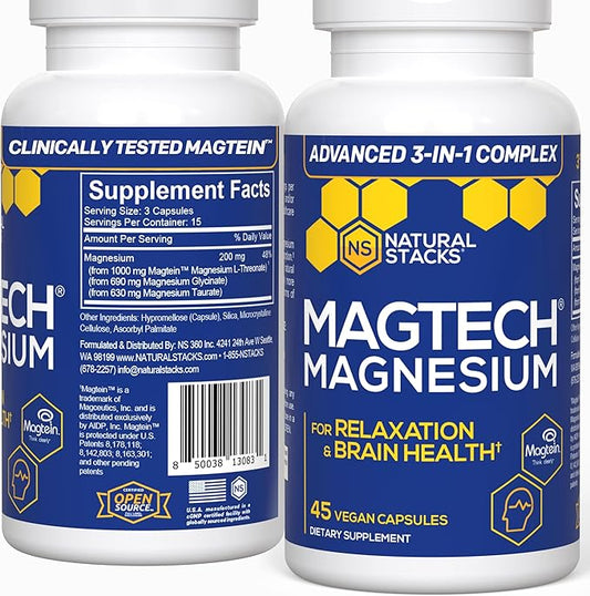 Natural Stacks MagTech Magnesium Supplement 3 Forms 45 Capsules