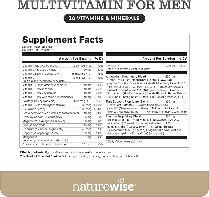 NatureWise Multivitamin for Men 90 Capsules[45-Day Capsules[45-Day Supply]