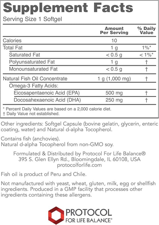 Protocol Ultra Omega-3-500mg EPA & 250mg DHA 180 Softgels