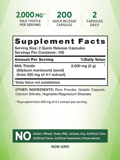 Nature's Truth Milk Thistle 2000mg | 200 Capsules