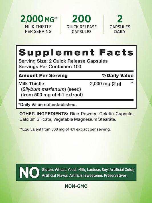 Nature's Truth Milk Thistle 2000mg | 200 Capsules