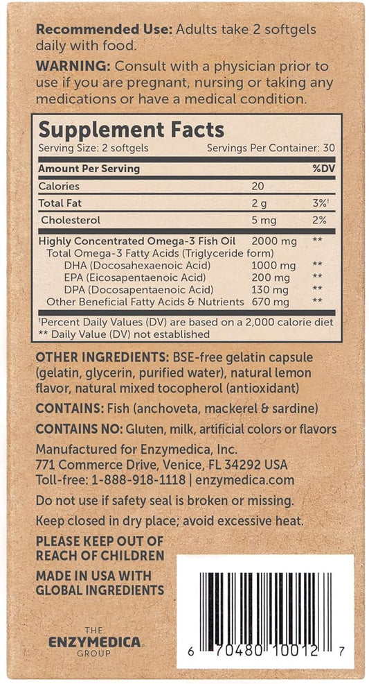 Aqua Biome by Enzymedica, Maximum Strength 3 Fish 60 Softgels