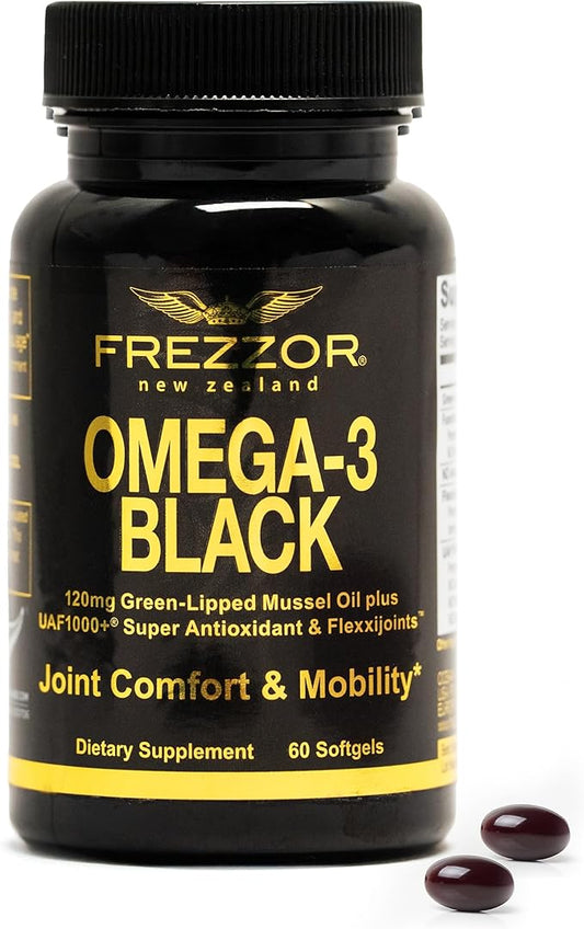 FREZZOR Omega 3 Black, Highest amount UAF1000+, Inflammation, 450mg, 1-Pack, 1-Pack, 60 60 Softgels