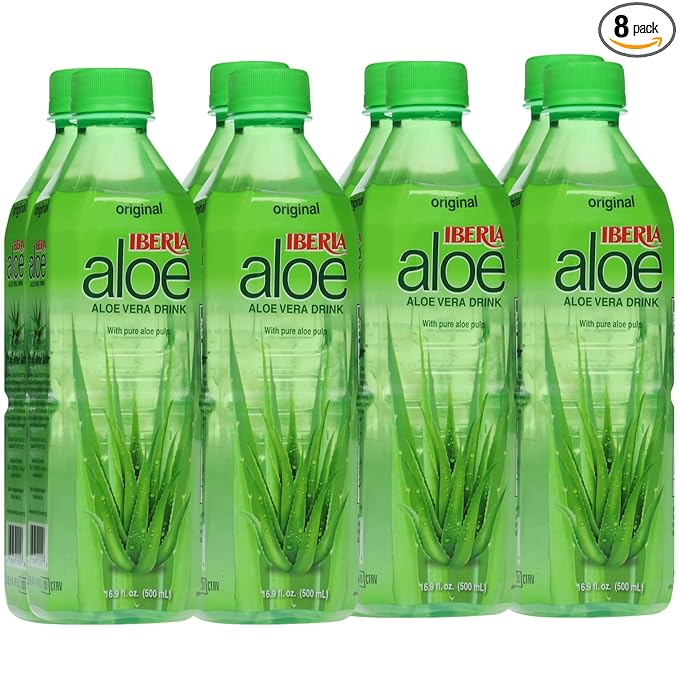 Iberia Aloe Vera Juice Drink with Pure Aloe Pulp, Original,16.9 Fl Oz (Pack of 8)