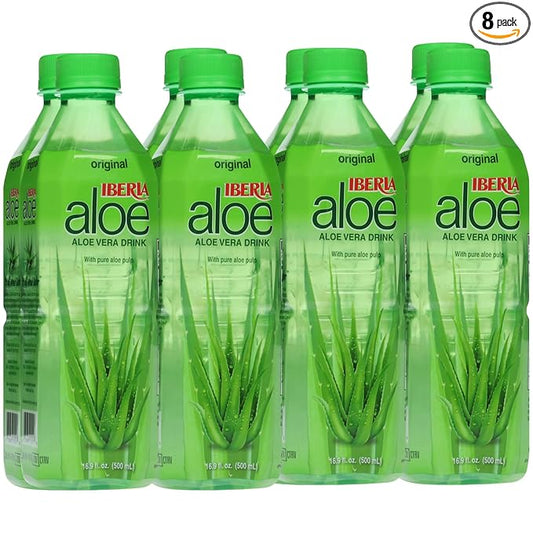 Iberia Aloe Vera Juice Drink with Pure Aloe Pulp, Original,16.9 Fl Oz (Pack of 8)