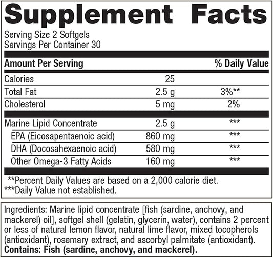 Metagenics OmegaGenics Fish Oil EPA-DHA 720- Omega-3 Fish Oil Supplement - for Heart Health, Musculoskeletal Health & Immune System Health* - with DHA & EPA - 60 Softgels