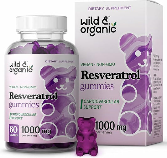 Wild & Organic Resveratrol Gummies 1000mg Organic 60 Antioxidant