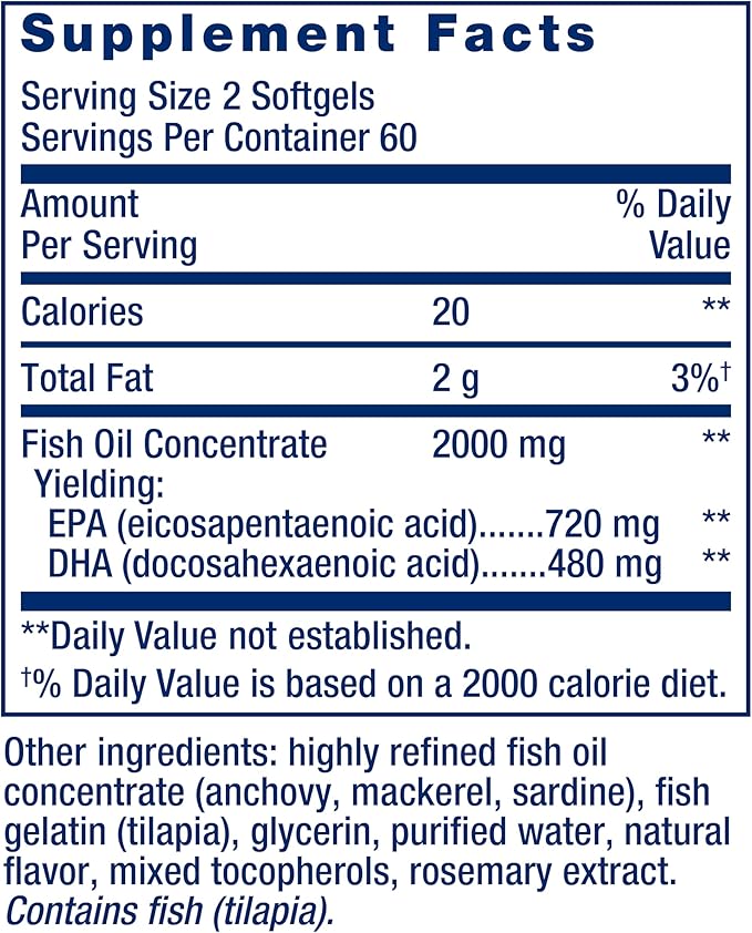 Life Extension Mega EPA/DHA, Omega-3 Fatty 120 softgels