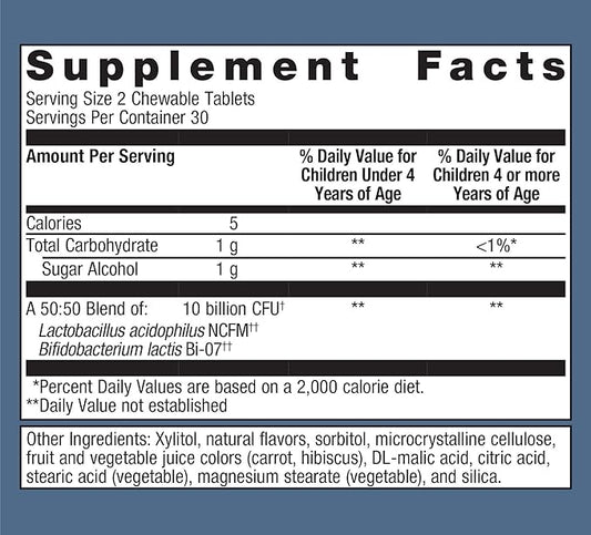 Metagenics MetaKids Probiotic - 10 Billion CFU - Children's Probiotic Blend - Digestive Health & Immune Health* - for Ages 3 & Up - 60 Tablets