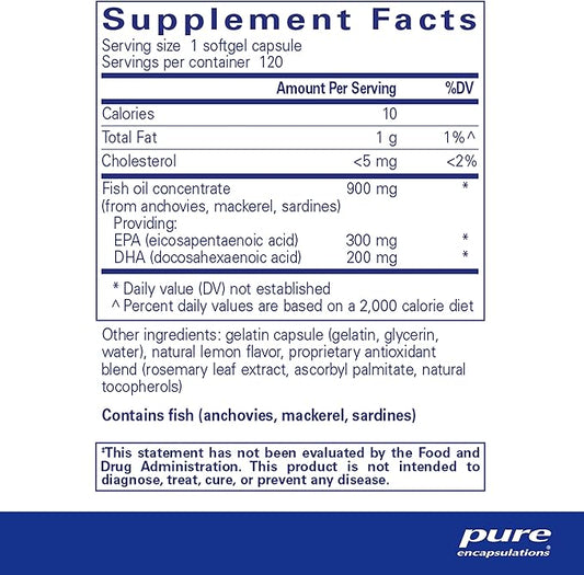 Pure Encapsulations EPA/DHA with Lemon 120 Softgel