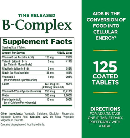 Nature's Bounty Vitamin B-Complex, Time Released 125 Count