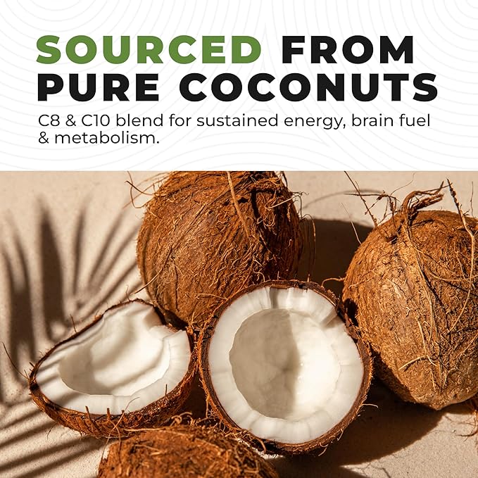 100% Coconut MCT Oil Liquid - MCT Oil C8 C10 for Sustained Mental Energy & Focus Support Great for Smoothies Salads Coffee & More - Palm Free Vegan Keto & Paleo Friendly 60+ Servings (32 Fl Oz)