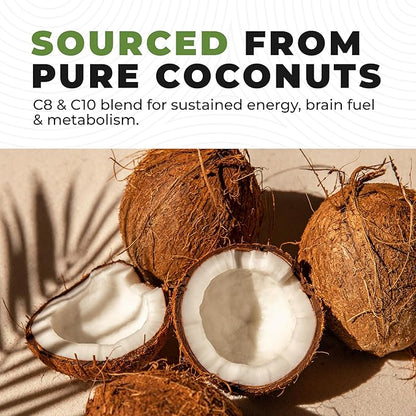 100% Coconut MCT Oil Liquid - MCT Oil C8 C10 for Sustained Mental Energy & Focus Support Great for Smoothies Salads Coffee & More - Palm Free Vegan Keto & Paleo Friendly 60+ Servings (32 Fl Oz)