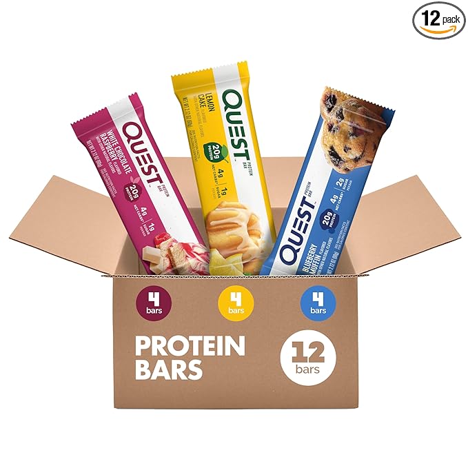 Quest Nutrition Fruit Flavored Variety Pack Protein Bars, High Protein, Low Carb, Gluten Free, Keto Friendly, 12 Count