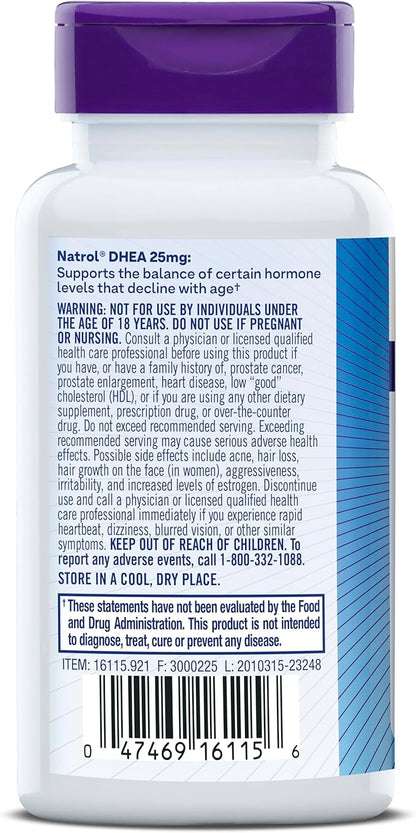 Natrol Mood & Stress DHEA 25mg 180 Tablets, 180 Day