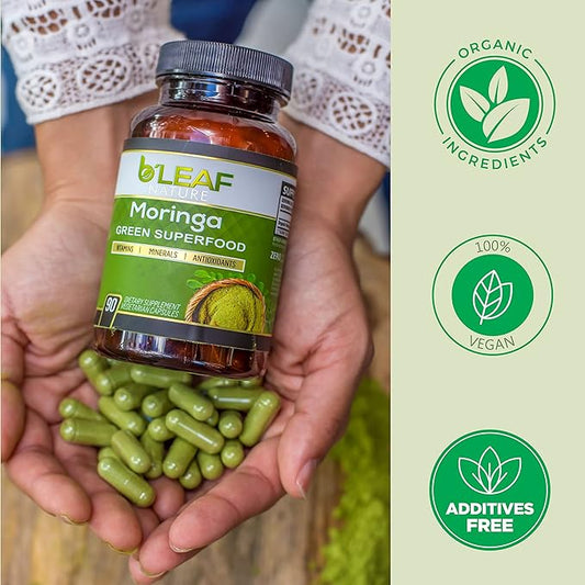 B’Leaf Nature Pure Organic Moringa Oleifera 1000mg - 180 Capsules