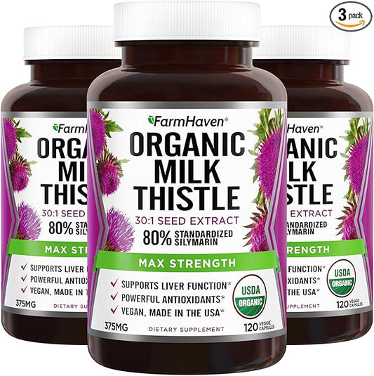 FarmHaven Silymarin Milk Thistle Capsules 11250mg Strength 30X Concentrated 80% Standardized 120 Veggie 3