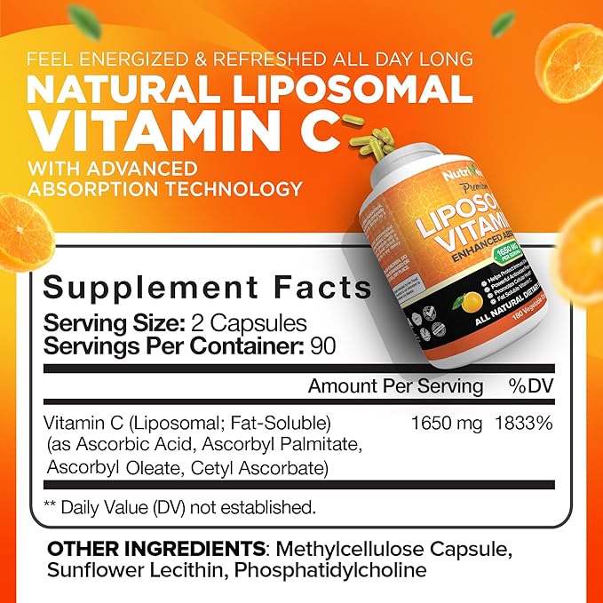 Nutrivein Liposomal Vitamin C 1650mg 180 Capsules