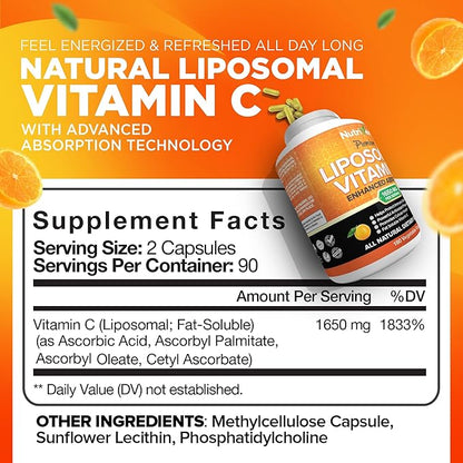 Nutrivein Liposomal Vitamin C 1650mg 180 Capsules