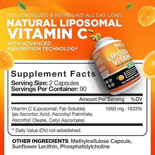 Nutrivein Liposomal Vitamin C 1650mg 180 Capsules