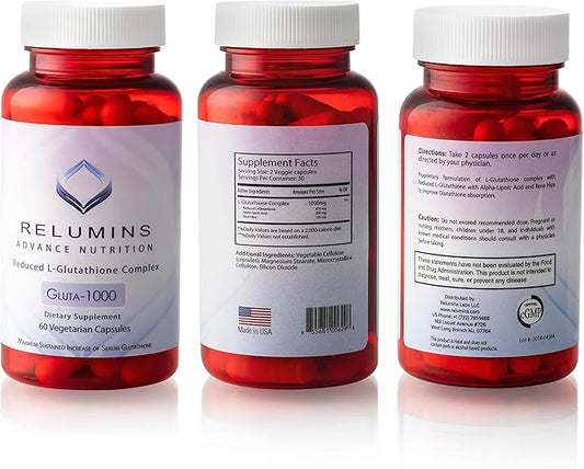 Relumins L Glutathione Supplement Complex 1000mg Complex 60 Caps 5 Bottles
