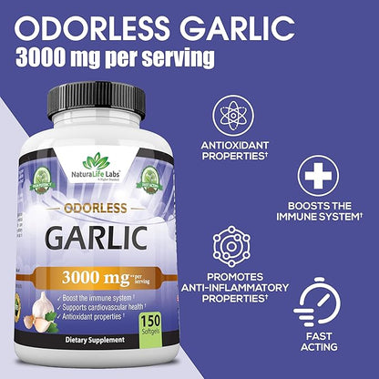 Odorless Pure Garlic 3000 mg per 150 Soft