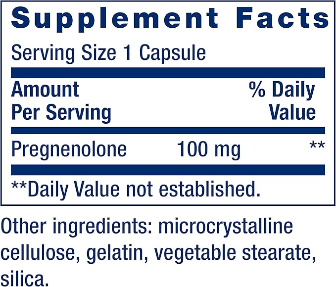 Life Extension Pregnenolone Hormone Balance 100mg, 50mg - 90 Vegetarian