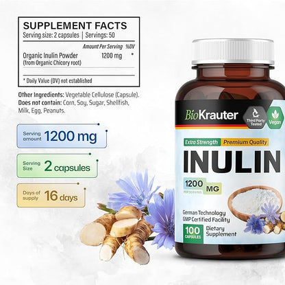 Inulin Powder Capsules 1200mg Chicory 100 Vegan