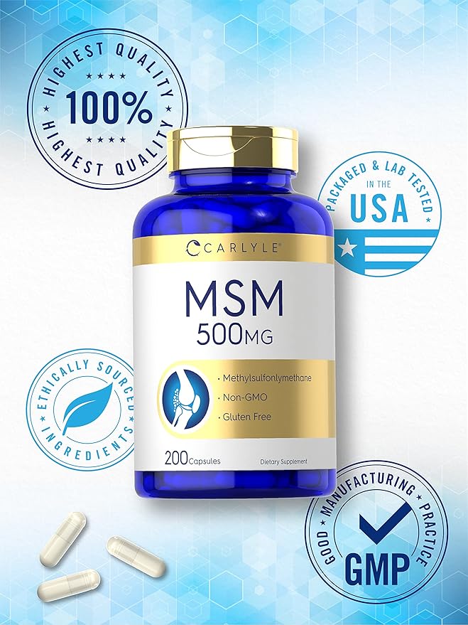 Carlyle MSM Supplement 500mg | 200 Capsules