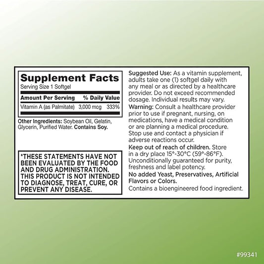 Quality Choice Vitamin A 3000 mcg 10,000IU Softgels