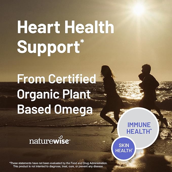 NatureWise Flaxseed Oil 1200 mg, Fish Free Omega 3 6 9 with 720mg ALA, Dietary Supplement for Heart Health Support - Organic, Cold Pressed, Non-GMO - 60 Softgels[2-Month Supply]