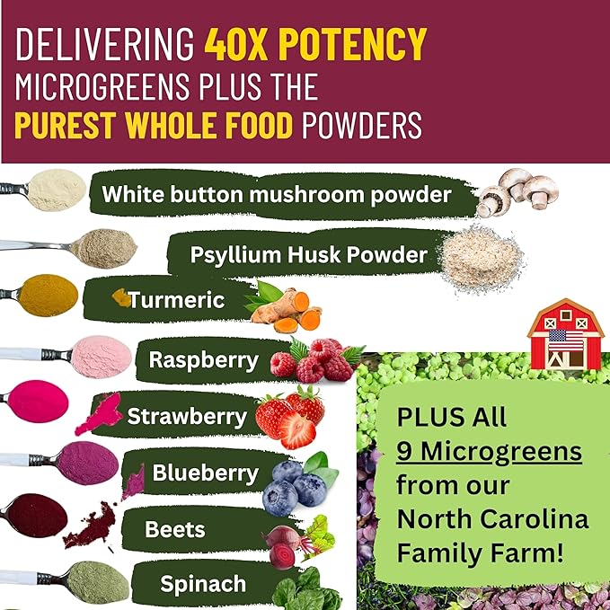 InviNutri Superfoods Powder Solution for ARFID Special Needs Picky Eaters. Microgreens Veggies Fruits Mushrooms, Turmeric. Invisible 40x Nutrient-Rich 30mg Sulforaphane Vitamin Supplement 72 Servings