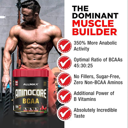 ALLMAX AMINOCORE BCAA, Pineapple Mango - 945 g Powder - 8.18 Grams of BCAAs Per Serving - with B Vitamins - No Fillers or Non-BCAA Aminos - Sugar Free - 90 Servings