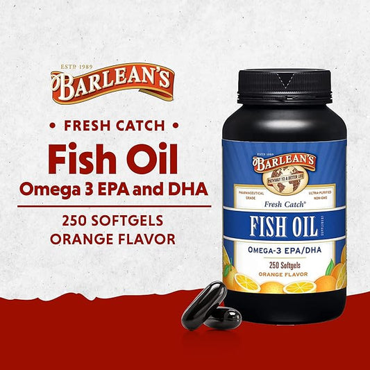 Barlean's Omega 3 Fish Oil Supplements, 600mg Fish 250 Count
