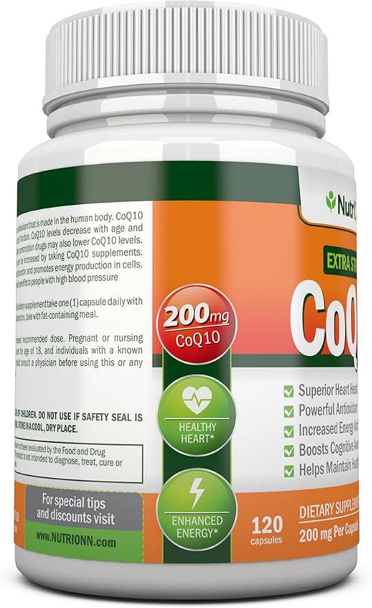 CoQ10 200mg (Double Strength), 120 Capsules Q10 - CoQ10 Ubiquinone 4 Month