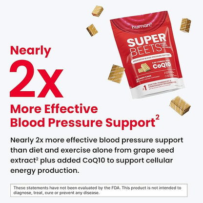 humanN SuperBeets Heart Chews Advanced 100mg of CoQ10 Plus 60 Count