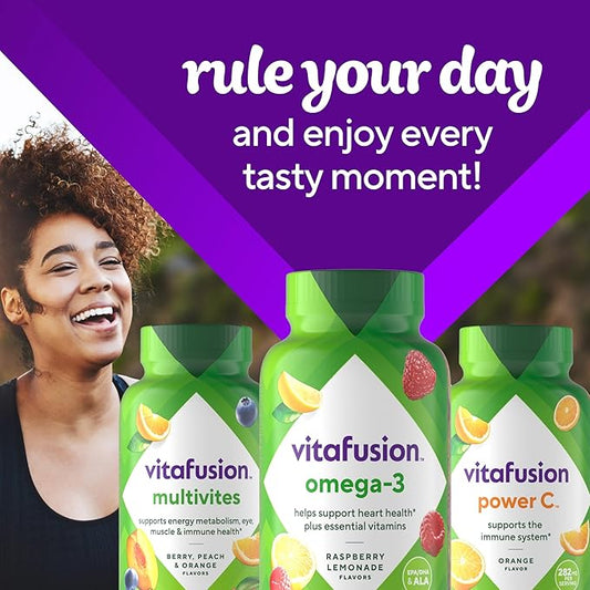 Vitafusion Omega-3 Gummy Vitamins, Berry Lemonade Vitamins(1) With 3 EPA/DHA 1 Vitamin 60 Day 120 Count
