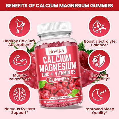 Calcium Magnesium Zinc Gummies with Potassium B6, D3, D3, K2 K2 - 60 Cts