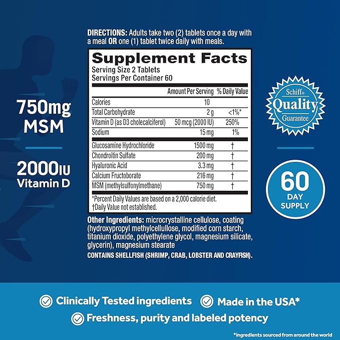 Move Free Advanced Glucosamine Chondroitin MSM D3 Joint 120 Tablets (60 servings)*