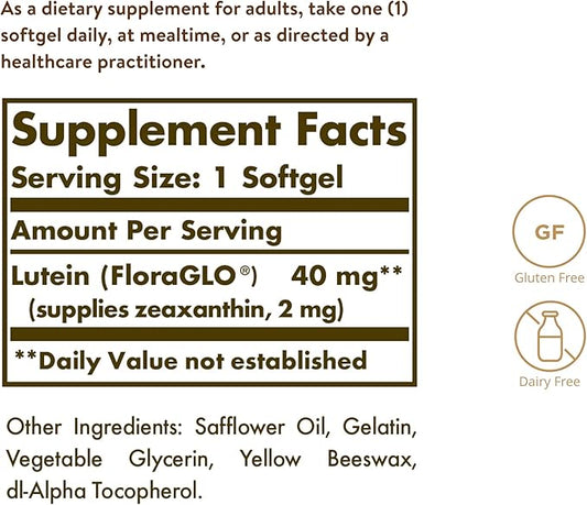 Solgar Lutein 40 mg, 30 Softgels 30 Servings
