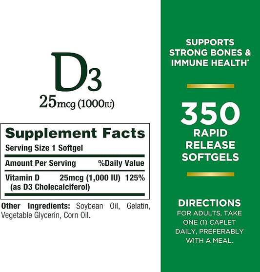 Nature's Bounty Vitamin D3 1000 IU 350 Ct