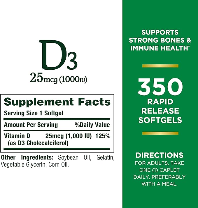 Nature's Bounty Vitamin D3 1000 IU 350 Ct