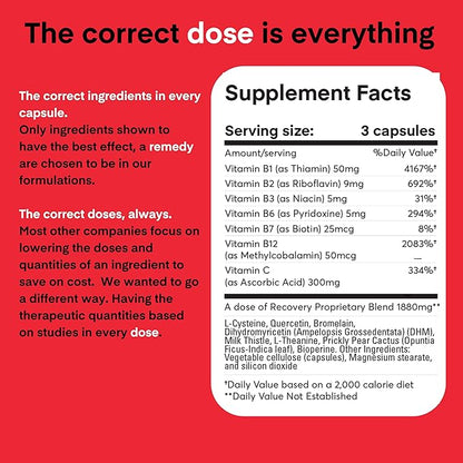 A dose of Recovery|Liver Detox | Made in USA | USDA | Hydration Support for Better Morning Recovery Asian Flush | Dihydromyricetin DHM, Quercetin, Vitamin B, Milk Thistle, Prickly Pear, | (45 Pills)