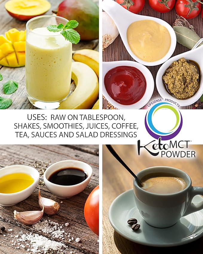 LifeSense C8 enriched MCT Oil Powder Unflavored Sourced from Coconut Oil, Keto-Friendly, Developed by PhD Nutrition in USA, Optimal Fuel for The Brain and Body