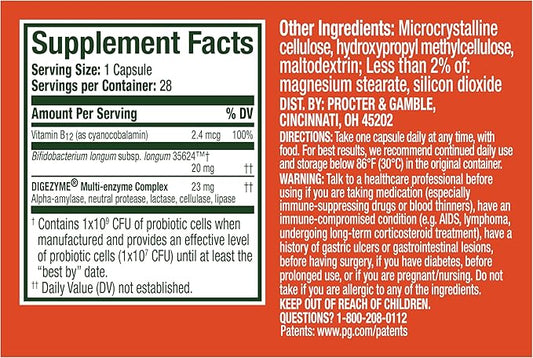 Align Probiotic Bloating Relief + Food Digestion, Probiotics for Women and Men, Promotes Digestive Health and Helps Support the Metabolism of Food*, 28 Capsules (Packaging May Vary)