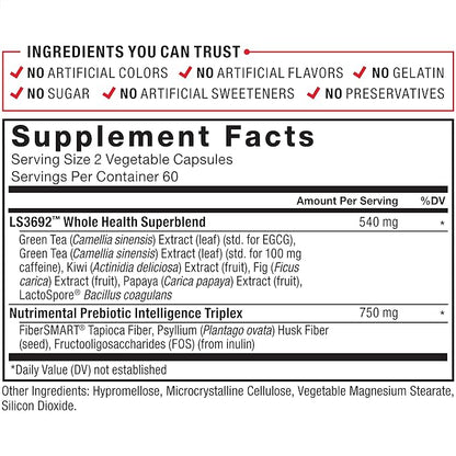 Force Factor ProbioSlim + Prebiotic Fiber 120 Capsules