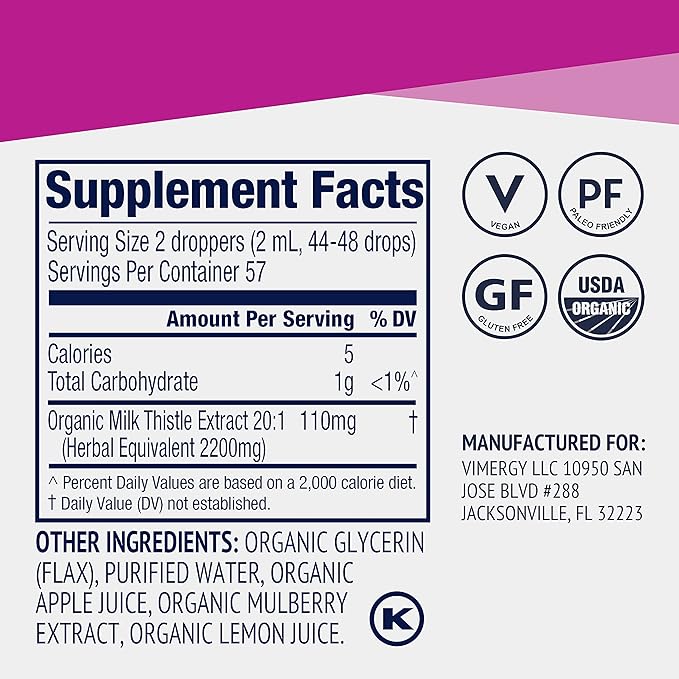 Vimergy USDA Organic Milk Thistle Extract, 57 Servings (115 ml)