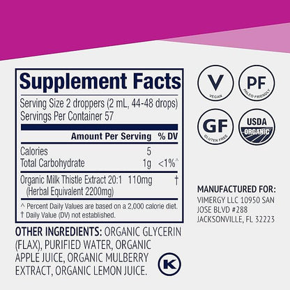 Vimergy USDA Organic Milk Thistle Extract, 57 Servings (115 ml)