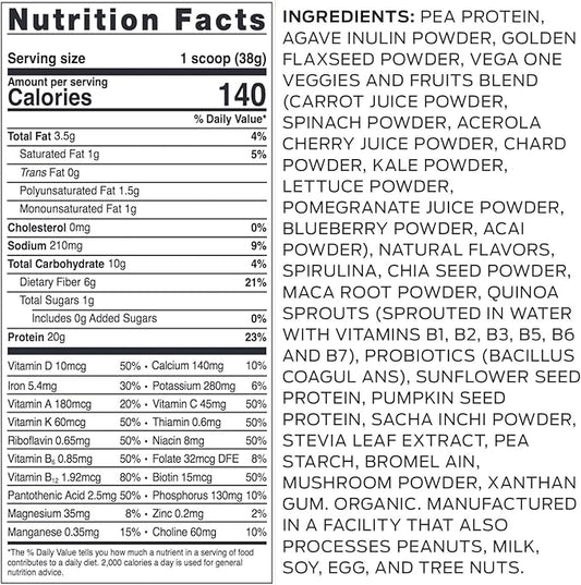 Vega Organic All-in-One Vegan Protein Powder, 12.2 oz