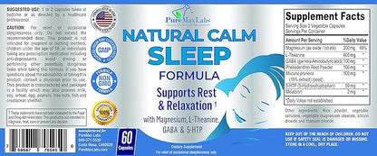 Natural Calm Sleep Aid with Magnesium, 5-Htp | 60 Capsules